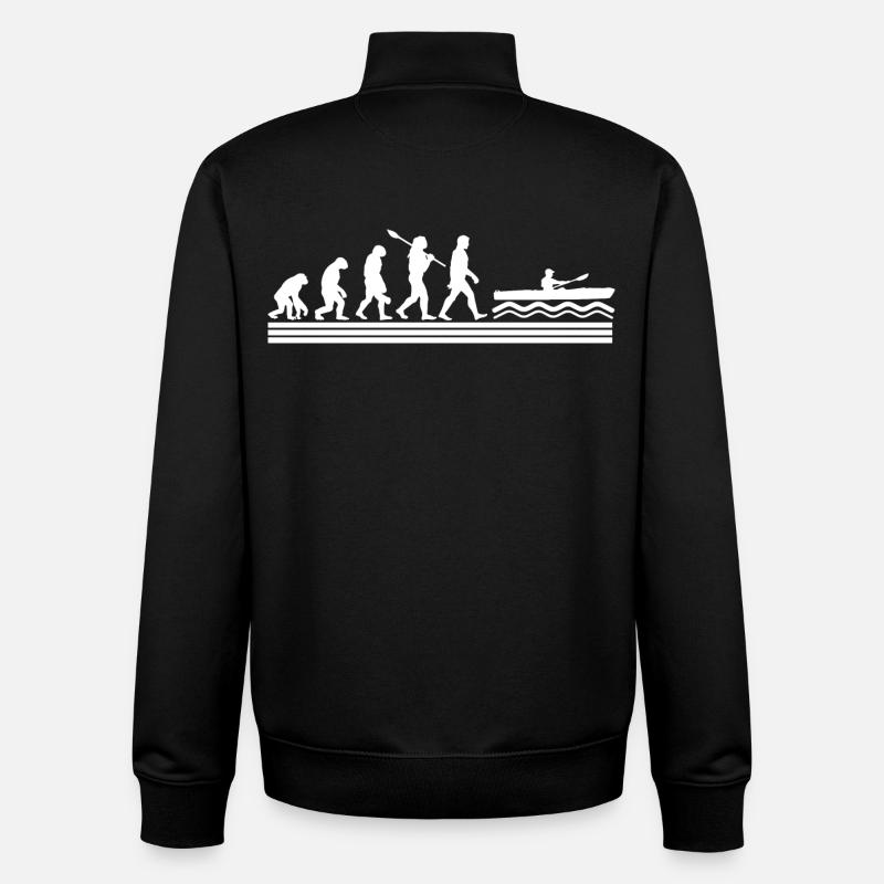 Évolution du kayak - Sweat zippé unisexe en coton bio Stanley/Stella - noir