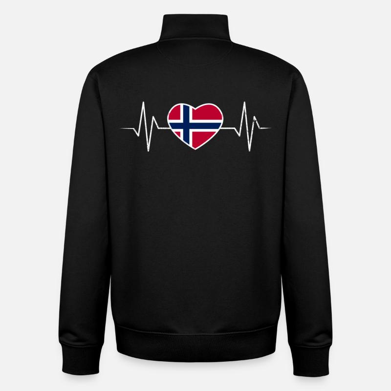 Norvège Heartbeat - Sweat zippé unisexe en coton bio Stanley/Stella - noir