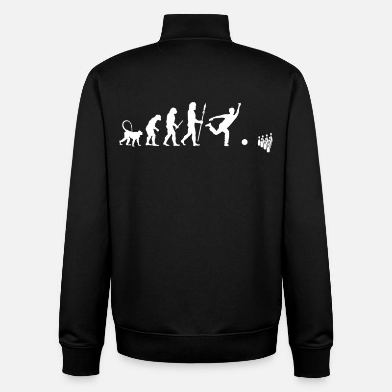 Évolution du bowling - Sweat zippé unisexe en coton bio Stanley/Stella - noir