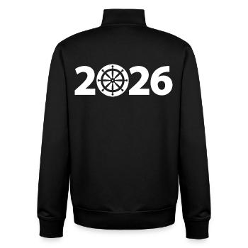 Marin 2026, Nautisme 2026, Capitaine 2026 - Sweat zippé unisexe en coton bio Stanley/Stella - noir - Dos - AI Model Male 185 light (185cm)