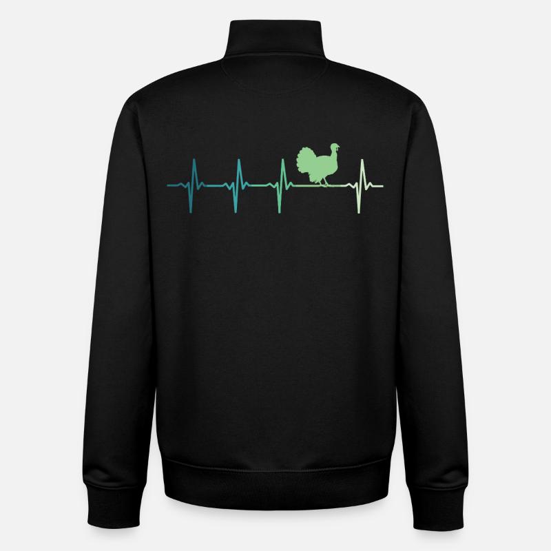 dinde Battement de cœur dindon - Sweat zippé unisexe en coton bio Stanley/Stella - noir