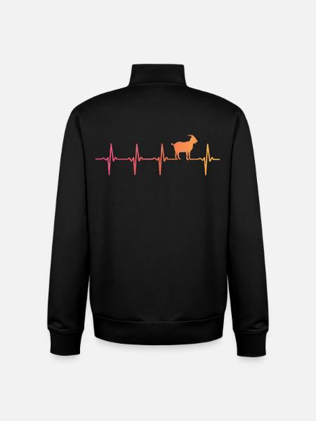 Goat Sunset Heartbeat Goats Goat - Unisex Organic Zip Sweatshirt by Stanley/Stella - black