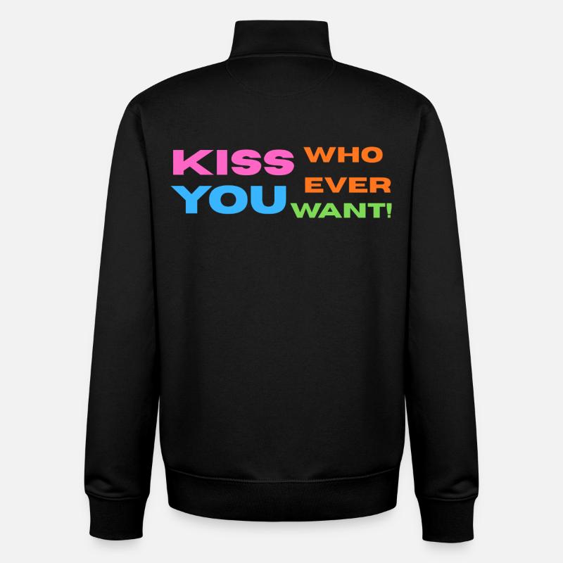Fierté / CSD / LGBTQ+ Design « Kiss » - Sweat zippé unisexe en coton bio Stanley/Stella - noir