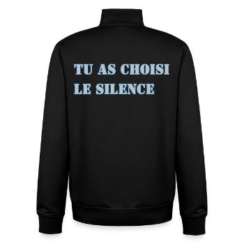 TU AS CHOISI LE SILENCE - Sweat zippé unisexe en coton bio Stanley/Stella - noir - Dos - AI Model Male 185 light (185cm)
