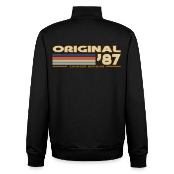 1987 - Unisex Organic Zip Sweatshirt von Stanley/Stella - Schwarz - Hinten - AI Model Male 185 light (185cm)