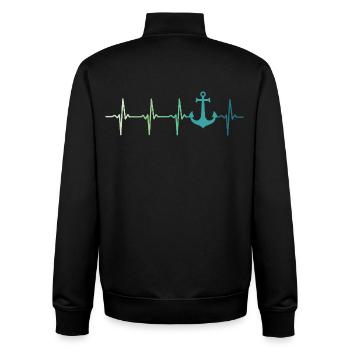 Ancre battement de coeur marin capitaine bateau - Sweat zippé unisexe en coton bio Stanley/Stella - noir - Dos - AI Model Male 185 light (185cm)