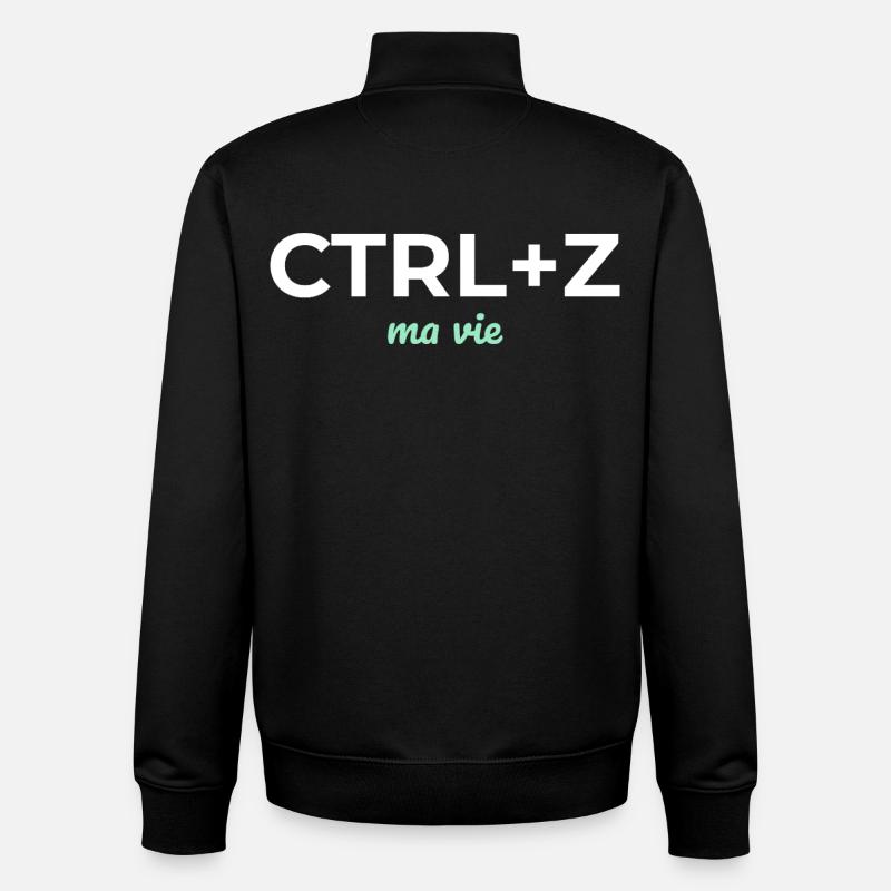 CTRL+Z Ma Vie — Humour Geek - Sweat zippé unisexe en coton bio Stanley/Stella - noir