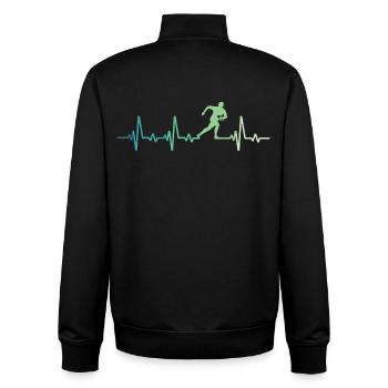 Rugby Heartbeat Rugby Player Gift - Unisex Organic Zip Sweatshirt by Stanley/Stella - black - Back - AI Model Male 185 light (185cm)