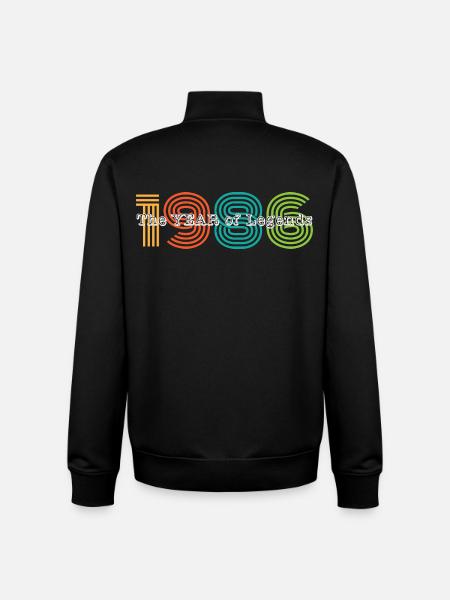 Millésime 1986 - Sweat zippé unisexe en coton bio Stanley/Stella - noir