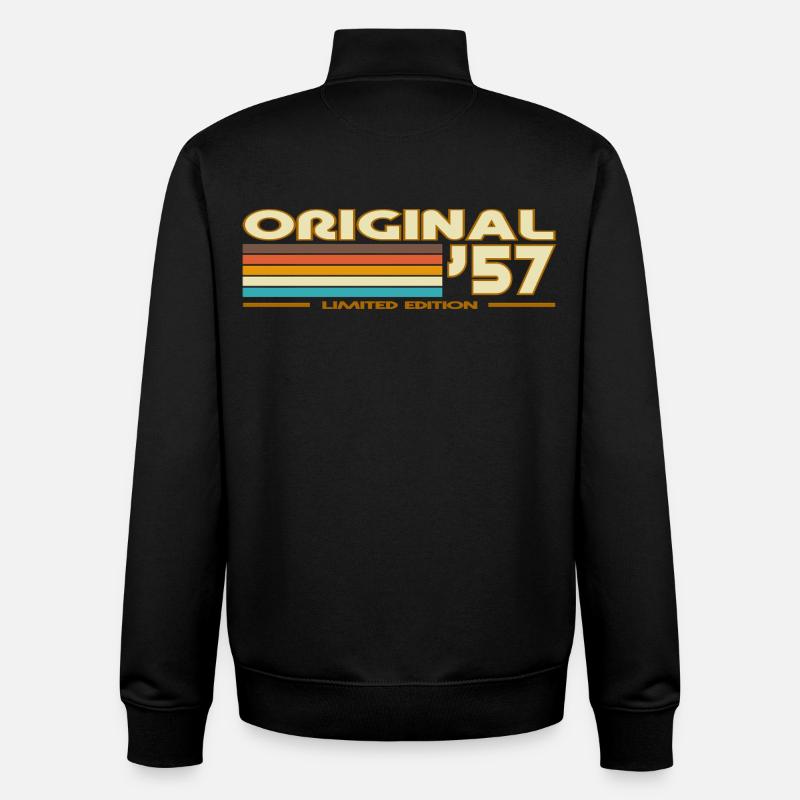 Rétro Stripes 70s Original57 - Sweat zippé unisexe en coton bio Stanley/Stella - noir