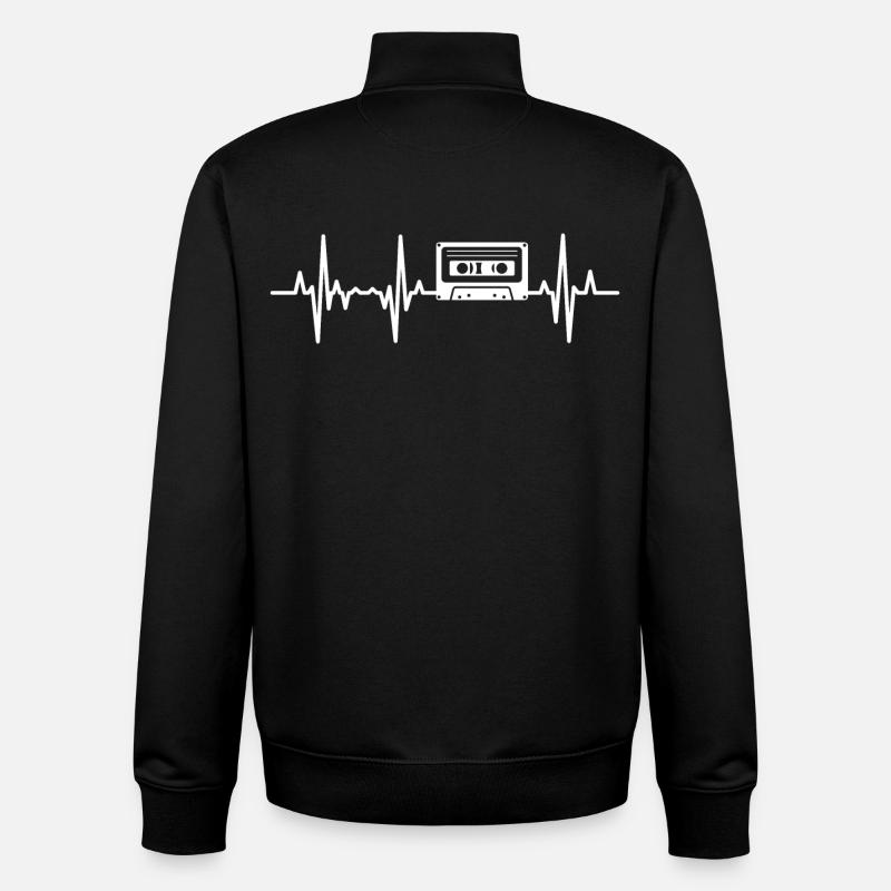 80er Kassette Herzfrequenz - Unisex Organic Zip Sweatshirt von Stanley/Stella - Schwarz