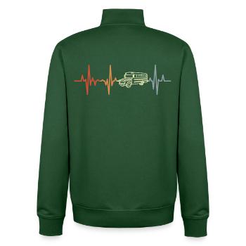 Bus Herzfrequenz Vintage Look - Unisex Organic Zip Sweatshirt von Stanley/Stella - Flaschengrün - Hinten - AI Model Male 185 dark (185cm)