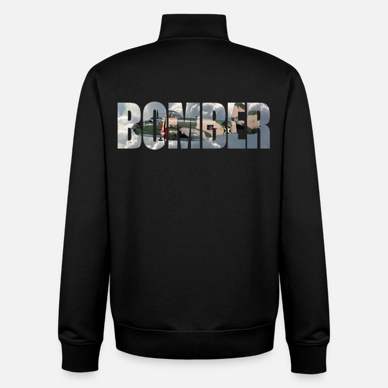 Bomber B-25 Mitchell - Unisex Organic Zip Sweatshirt by Stanley/Stella - black