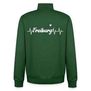 Heartbeat Freiburg - Unisex Organic Zip Sweatshirt von Stanley/Stella - Flaschengrün - Hinten - AI Model Male 185 dark (185cm)
