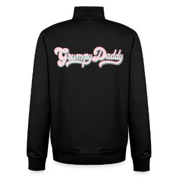 Grumpy Daddy Retro Script - Farbe "Sports Bra" - Unisex Organic Zip Sweatshirt von Stanley/Stella - Schwarz - Hinten - AI Model Male 185 light (185cm)