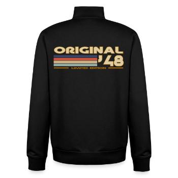 1948 - Unisex Organic Zip Sweatshirt by Stanley/Stella - black - Back - AI Model Male 185 light (185cm)