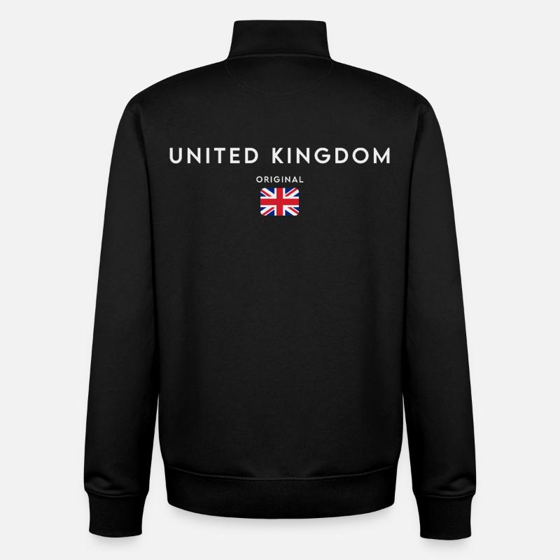 Drapeau du Royaume-Uni, fierté britannique - Sweat zippé unisexe en coton bio Stanley/Stella - noir