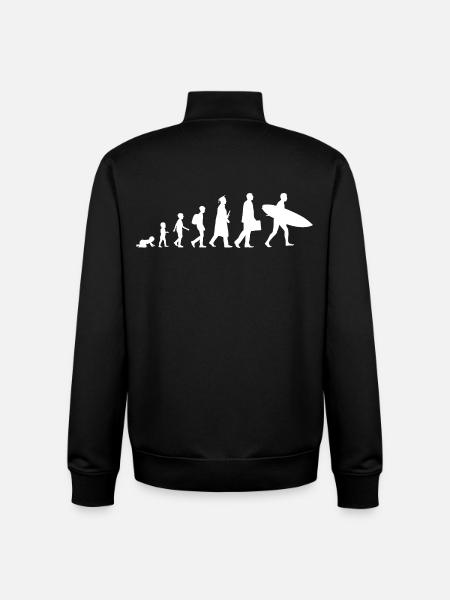 Évolution d’un surfeur - Sweat zippé unisexe en coton bio Stanley/Stella - noir