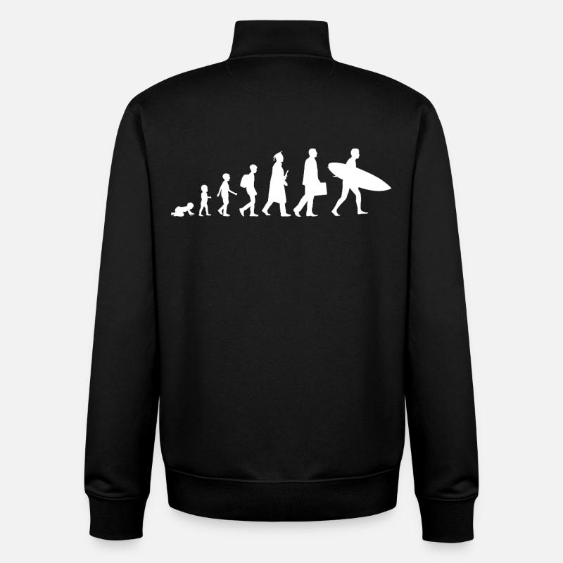 Evolution of a surfer - Unisex Organic Zip Sweatshirt by Stanley/Stella - black
