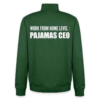 Work from home level : pajamas ceo - Unisex Organic Zip Sweatshirt by Stanley/Stella - bottle green - Back - AI Model Male 185 dark (185cm)