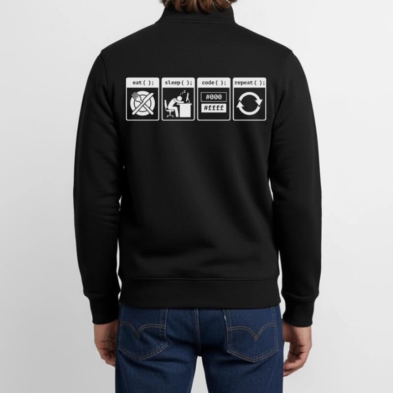 Eat Sleep Code Repeat – Conception de flux de travail pour codeurs Sweat zippé unisexe en coton bio Stanley/Stella