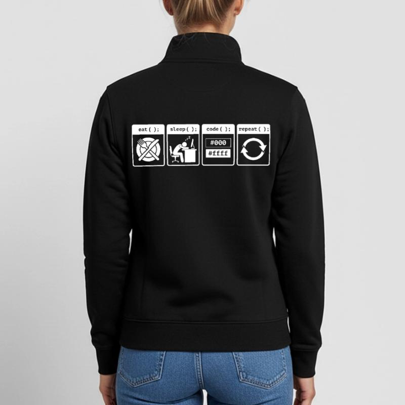 Eat Sleep Code Repeat – Conception de flux de travail pour codeurs Sweat zippé unisexe en coton bio Stanley/Stella