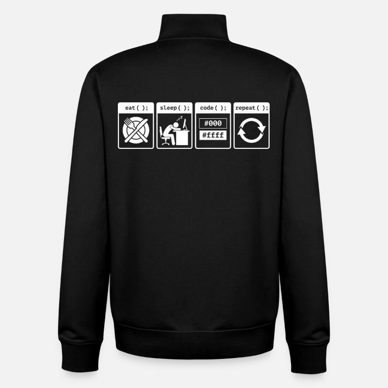 Eat Sleep Code Repeat – Coder Workflow Design - Unisex Organic Zip Sweatshirt by Stanley/Stella - black