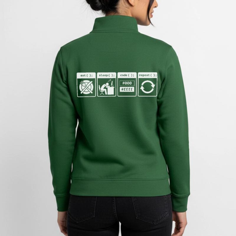 Eat Sleep Code Repeat – Coder Workflow Design Unisex Organic Zip Sweatshirt by Stanley/Stella