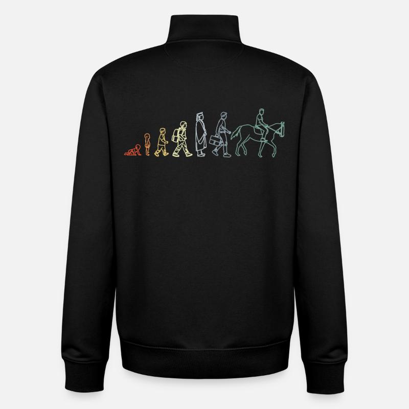 Évolution équestre - Sweat zippé unisexe en coton bio Stanley/Stella - noir