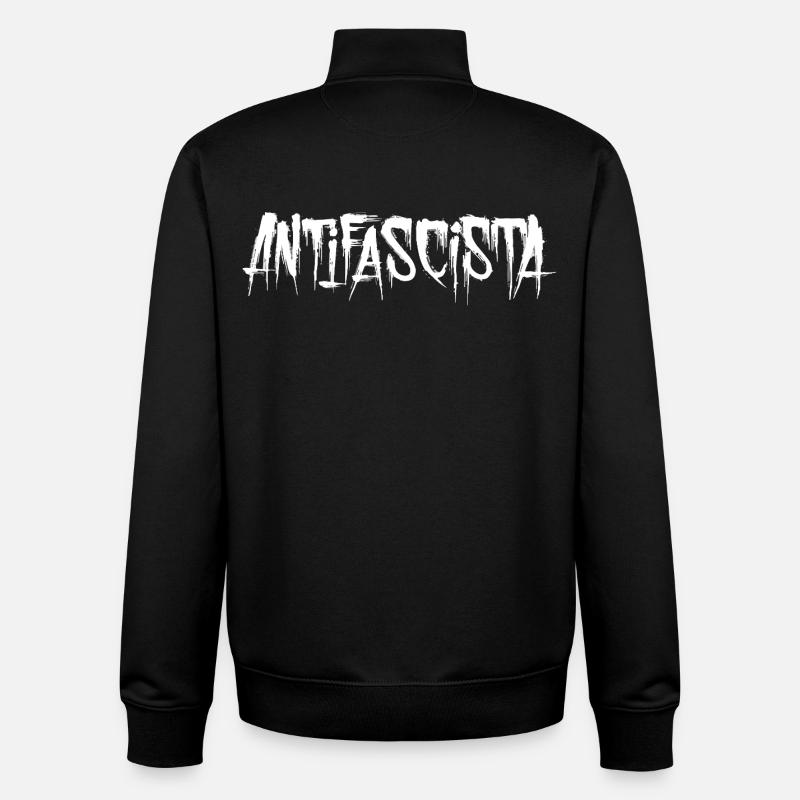 Lettrage antifasciste Graffiti Antifascisme - Sweat zippé unisexe en coton bio Stanley/Stella - noir