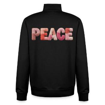 Chemise à motif patchwork de paix pour hippies - Sweat zippé unisexe en coton bio Stanley/Stella - noir - Dos - AI Model Male 185 light (185cm)
