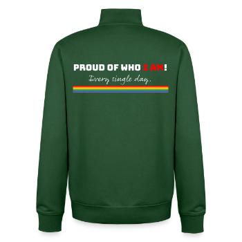 Proud of Me – Rainbow LGBT - Unisex Organic Zip Sweatshirt by Stanley/Stella - bottle green - Back - AI Model Male 185 dark (185cm)
