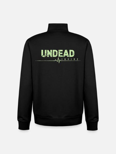 Undead Inside Zombie Saying - Unisex Organic Zip Sweatshirt by Stanley/Stella - black