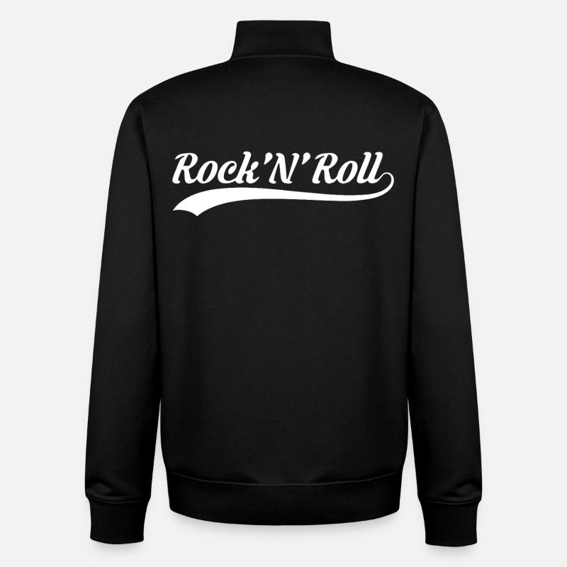 Logo sportif rétro Rock’N’Roll - Sweat zippé unisexe en coton bio Stanley/Stella - noir