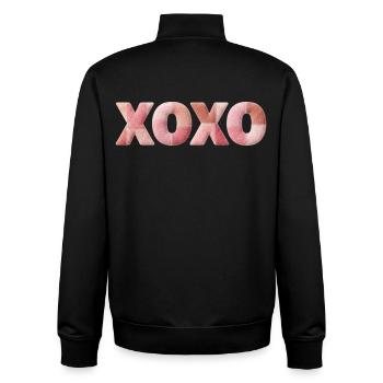 XOXO Patchwork Saying Kiss Hug - Unisex Organic Zip Sweatshirt by Stanley/Stella - black - Back - AI Model Male 185 light (185cm)