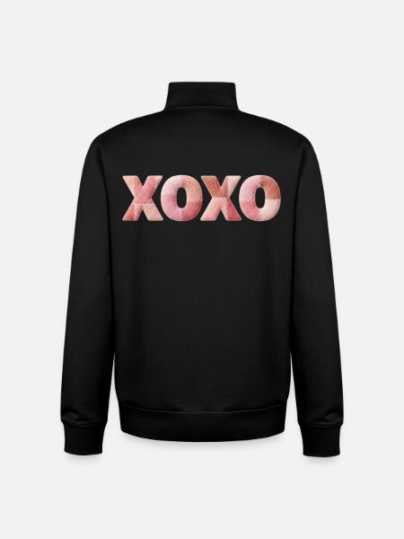 XOXO Patchwork Saying Kiss Hug - Unisex Organic Zip Sweatshirt by Stanley/Stella - black