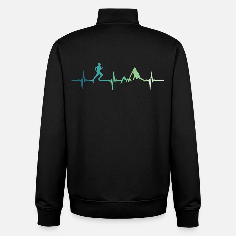 Trail running battement de coeur - Sweat zippé unisexe en coton bio Stanley/Stella - noir
