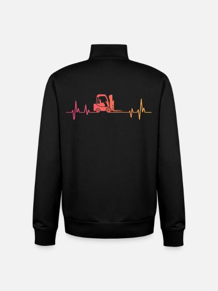 Sunset Heartbeat Forklift - Unisex Organic Zip Sweatshirt by Stanley/Stella - black