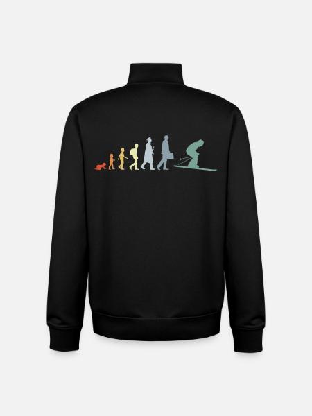 Évolution du ski - Sweat zippé unisexe en coton bio Stanley/Stella - noir