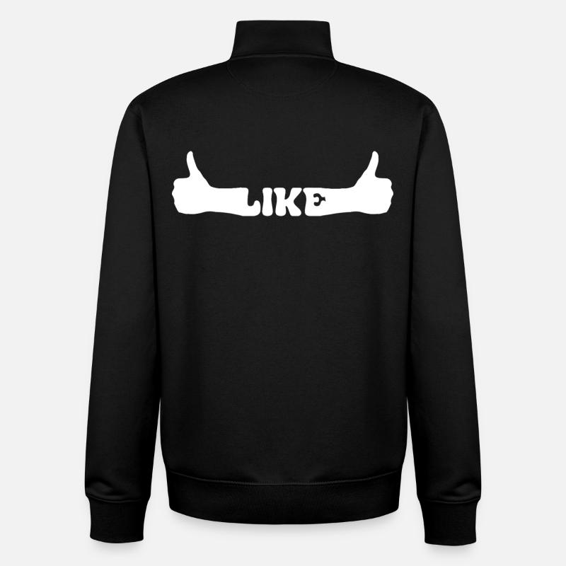 LIKE pouces levés main - Sweat zippé unisexe en coton bio Stanley/Stella - noir