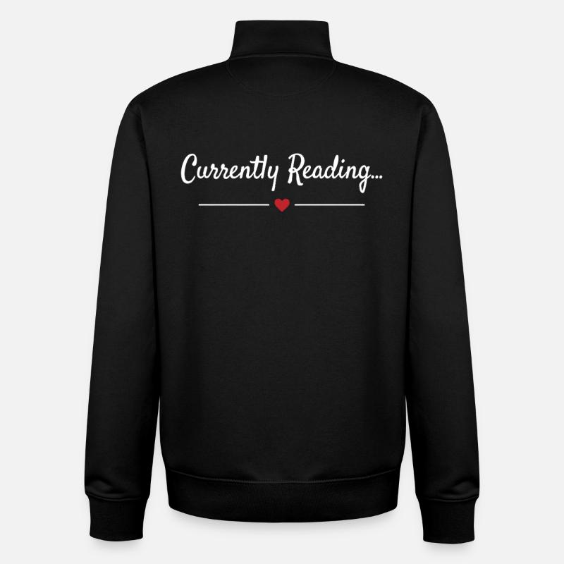 Currently Reading Bücherwurm Spruch - Unisex Organic Zip Sweatshirt von Stanley/Stella - Schwarz