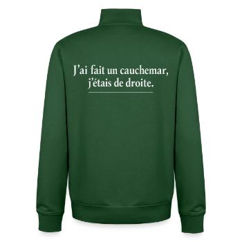 I had a nightmare, I was right-wing, humorous - Unisex Organic Zip Sweatshirt by Stanley/Stella - bottle green - Back - AI Model Male 185 dark (185cm)