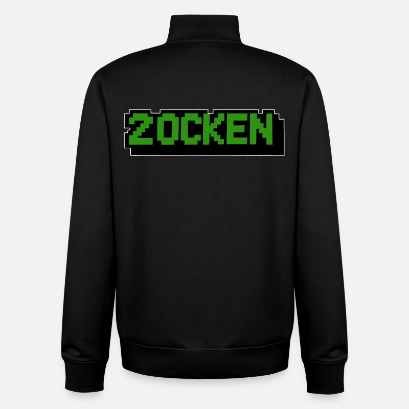 Lettering Zocken Retro Computer - Unisex Organic Zip Sweatshirt by Stanley/Stella - black