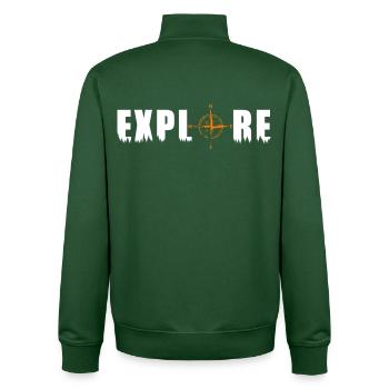 Explorez le motif avec une boussole - Sweat zippé unisexe en coton bio Stanley/Stella - vert bouteille - Dos - AI Model Male 185 dark (185cm)