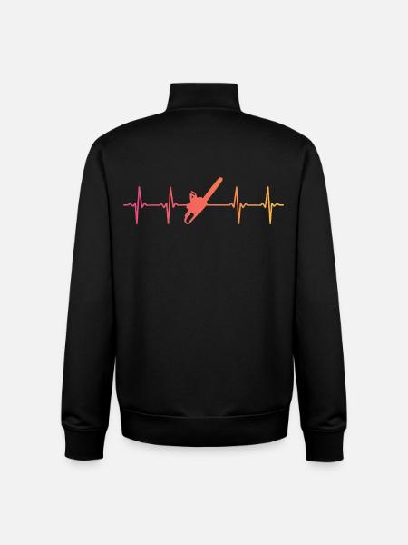 Lumberjack Sunset Heartbeat Chainsaw - Unisex Organic Zip Sweatshirt by Stanley/Stella - black