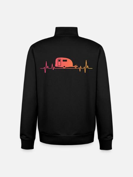 Sunset Heartbeat camper travel caravan - Unisex Organic Zip Sweatshirt by Stanley/Stella - black