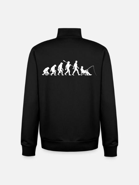 Evolution - Angler, Fishing Gift - Unisex Organic Zip Sweatshirt by Stanley/Stella - black