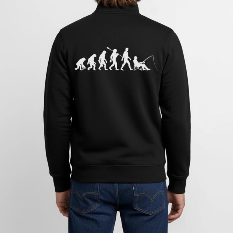 Evolution - Angler, Angeln Geschenk Unisex Organic Zip Sweatshirt von Stanley/Stella