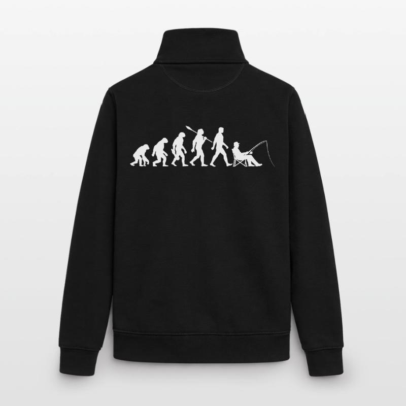 Evolution - Pêcheur, Cadeau de pêche Sweat zippé unisexe en coton bio Stanley/Stella