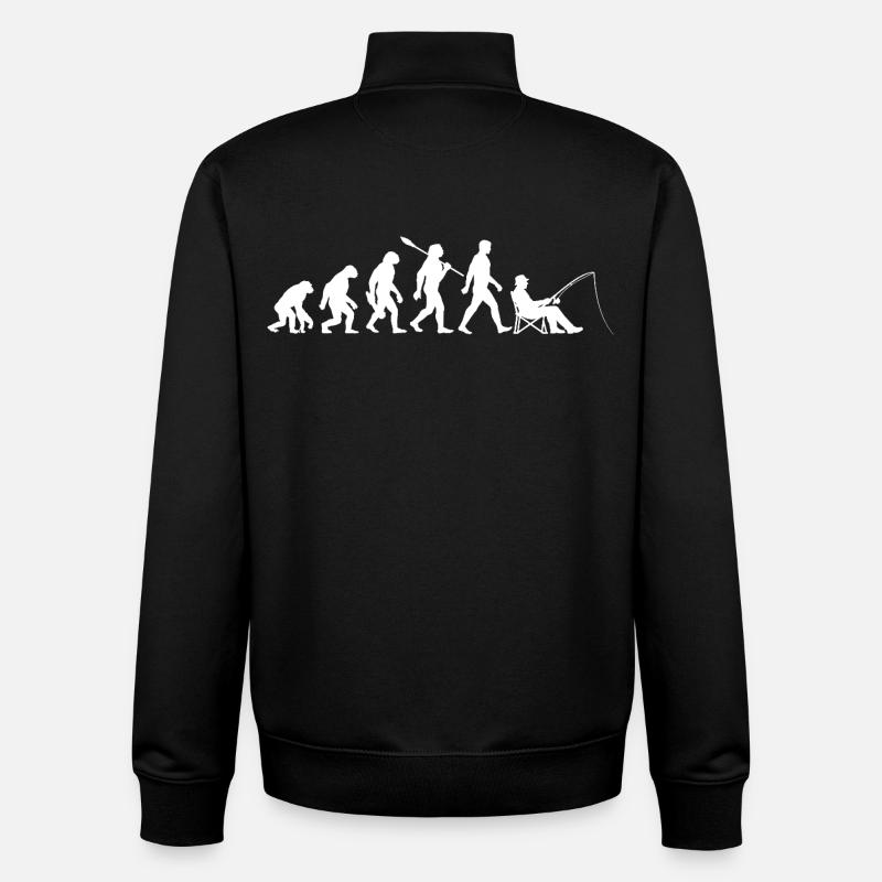 Evolution - Pêcheur, Cadeau de pêche - Sweat zippé unisexe en coton bio Stanley/Stella - noir